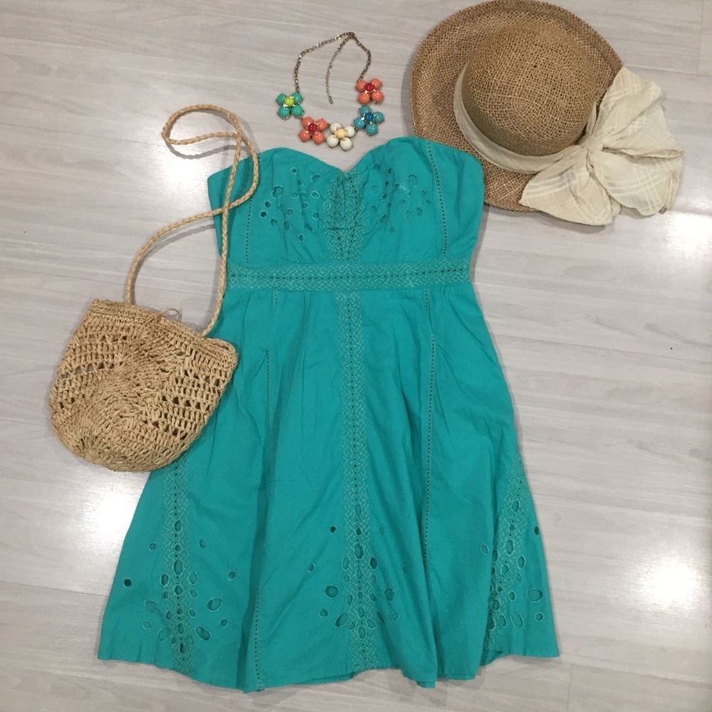 Boho eyelet strapless dress by Pin and Needles